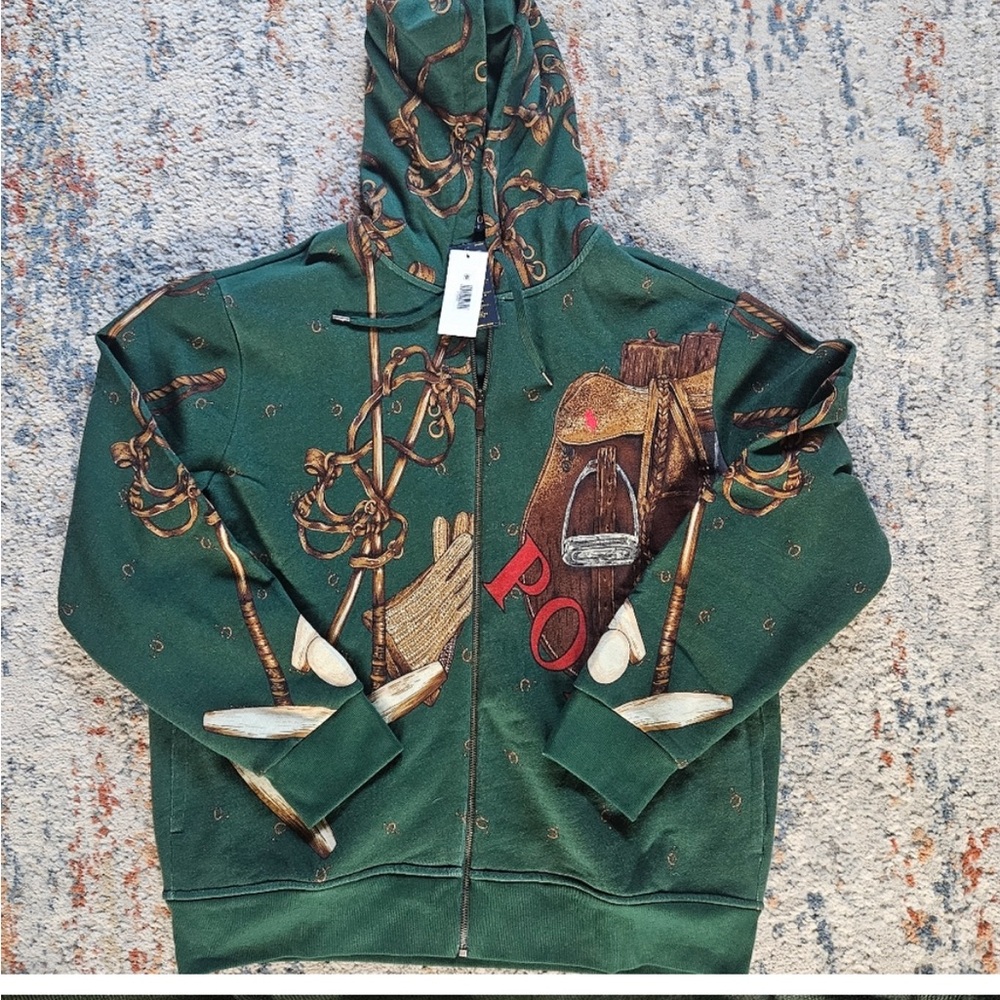 Polo hoodie one of a kind unique sweater. Literally worn for 2 hrs